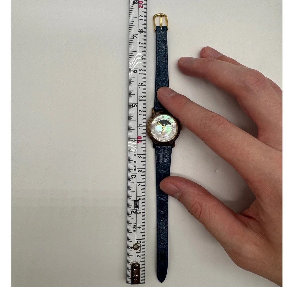 Axcess Gemstone Moon Phase Watch Blue Leather Strap Mother of Pearl parts
